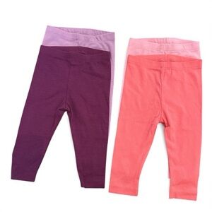 Hanes Baby Girls Flexy Leggings 4-Pack – Size 6–12M – Cotton Stretch Pants